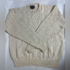 100% Cotton Men's Cable Knit Crewneck Sweater